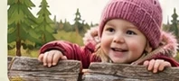 Illustrasjon av et lite barn som leker